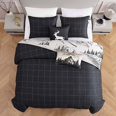 Bebejan Rocky Mountains 100 % Cotton Sateen King Size 5 Piece Reversible Comforter Set