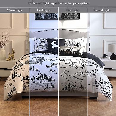 Bebejan Rocky Mountains 100 % Cotton Sateen King Size 5 Piece Reversible Comforter Set