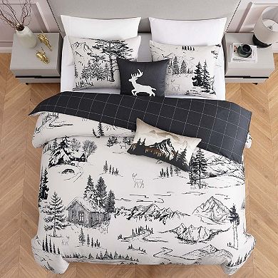 Bebejan Rocky Mountains 100 % Cotton Sateen King Size 5 Piece Reversible Comforter Set