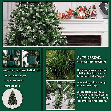 Artificial Christmas Tree with Snow Dusted Pine Cone Realistic Holiday Décor​