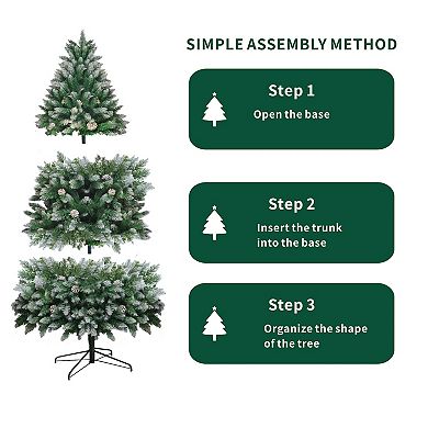 Artificial Christmas Tree with Snow Dusted Pine Cone Realistic Holiday Décor​