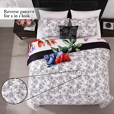 Bebejan Petal Portrait 100% Cotton Sateen 5 Piece Reversible Comforter Set