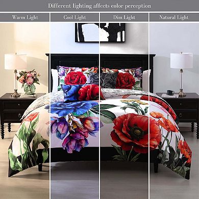 Bebejan Petal Portrait 100% Cotton Sateen 5 Piece Reversible Comforter Set