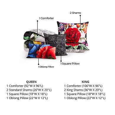 Bebejan Petal Portrait 100% Cotton Sateen 5 Piece Reversible Comforter Set