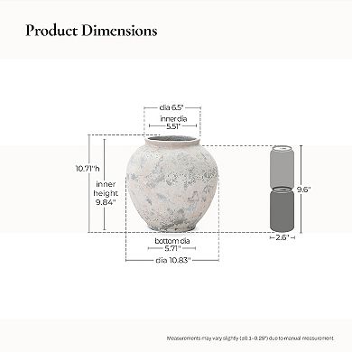 LuxenHome 10.7" Mottled Gray Cement Globe Vase, Round Decorative Accent for Home Decor