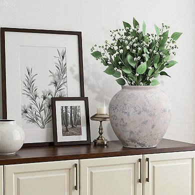 LuxenHome 10.7" Mottled Gray Cement Globe Vase, Round Decorative Accent for Home Decor