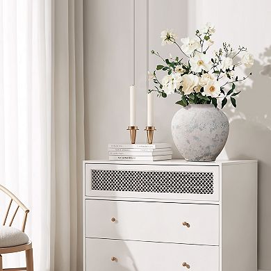 LuxenHome 10.7" Mottled Gray Cement Globe Vase, Round Decorative Accent for Home Decor