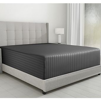 California Design Den Stripe Fitted Sheet Only - 500 Thread Count, 100% Cotton Sateen, Deep Pockets