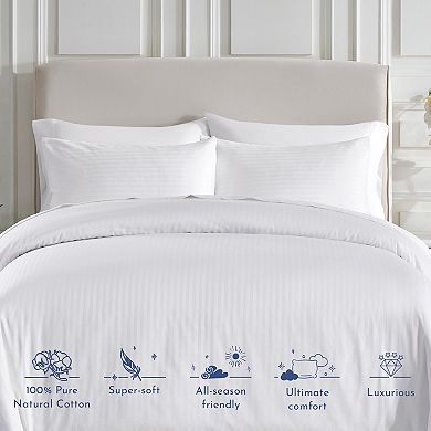 California Design Den Striped Duvet Cover Set - 400 Thread Count 100% Cotton Sateen