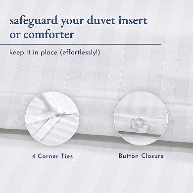 California Design Den Striped Duvet Cover Only - 400 Thread Count 100% Cotton Sateen