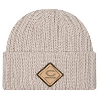 Men's New Era Light Beige Chicago Bears Logo Applique Cuffed Knit Hat