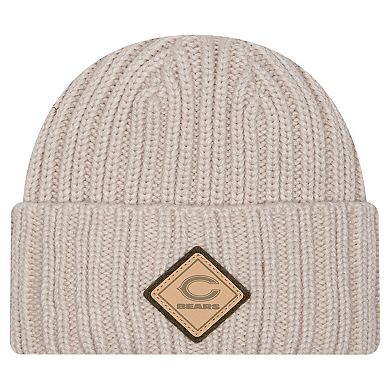Men's New Era Light Beige Chicago Bears Logo Applique Cuffed Knit Hat