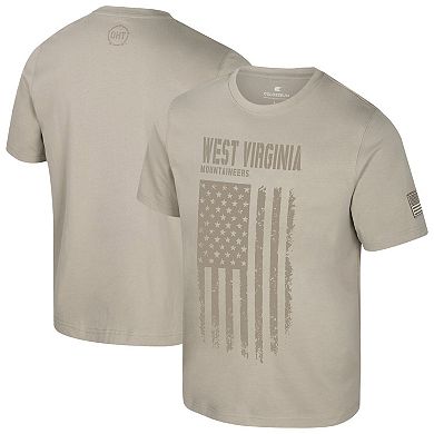 Men's Colosseum Oatmeal West Virginia Mountaineers Operation Hat Trick Dune Flag T-Shirt