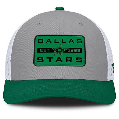 Men's Fanatics Gray/Kelly Green Dallas Stars Fundamental Adapt Trucker Adjustable Hat