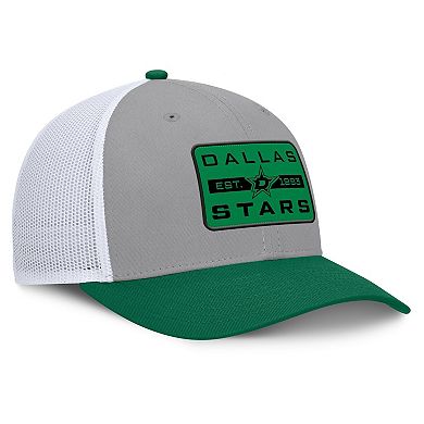 Men's Fanatics Gray/Kelly Green Dallas Stars Fundamental Adapt Trucker Adjustable Hat