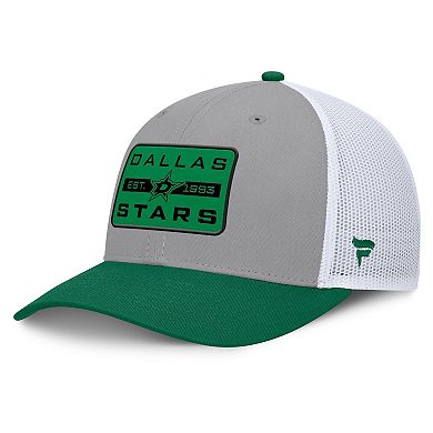 Men's Fanatics Gray/Kelly Green Dallas Stars Fundamental Adapt Trucker Adjustable Hat