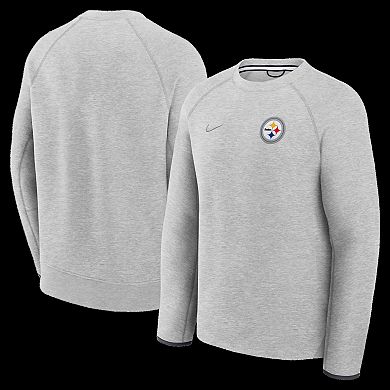 Men's Nike Heather Gray Pittsburgh Steelers Tech Fleece Raglan Sweatshirt
