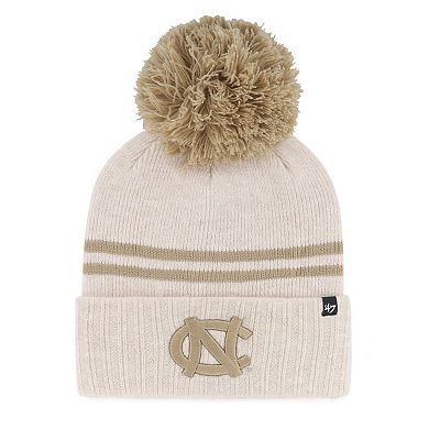 Women's '47 Natural North Carolina Tar Heels Core & Inline Latte Cuffed Knit Hat with Pom