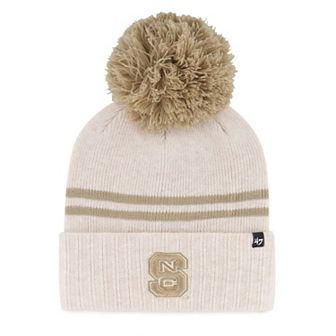 Women's '47 Natural NC State Wolfpack Core & Inline Latte Cuffed Knit Hat with Pom