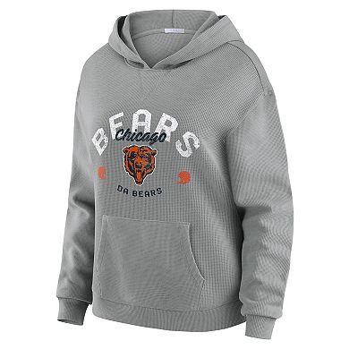 Women's WEAR by Erin Andrews Gray Chicago Bears Plus Size Waffle-Knit Long Sleeve Hooded Shirt & Pants Lounge Set