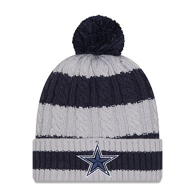 Women's New Era Navy Dallas Cowboys Braided Cuffed Knit Hat with Pom