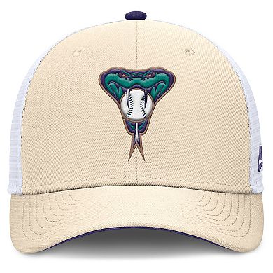 Men's Nike Natural Arizona Diamondbacks Cooperstown Collection Dri-FIT Rise Trucker Adjustable Hat