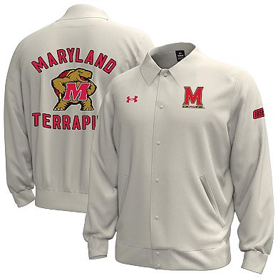 Men's Under Armour Stone Maryland Terrapins Gameday Icon Full-Snap Fleece Jacket