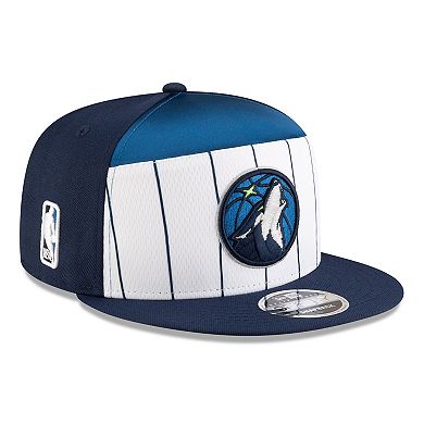 Men's New Era White/Navy Minnesota Timberwolves 2025 NBA Tip Off Split Panel 9FIFTY Snapback Hat