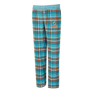 Women's Concepts Sport Aqua Miami Dolphins Laney Plaid Tri-Blend Pants