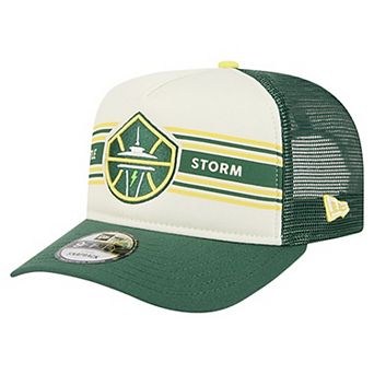 Unisex New Era Cream/Green Seattle Storm Banner Foam Front 9FIFTY A-Frame Adjustable Trucker Hat
