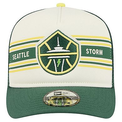 Unisex New Era Cream/Green Seattle Storm Banner Foam Front 9FIFTY A-Frame Adjustable Trucker Hat