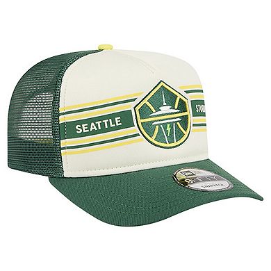 Unisex New Era Cream/Green Seattle Storm Banner Foam Front 9FIFTY A-Frame Adjustable Trucker Hat
