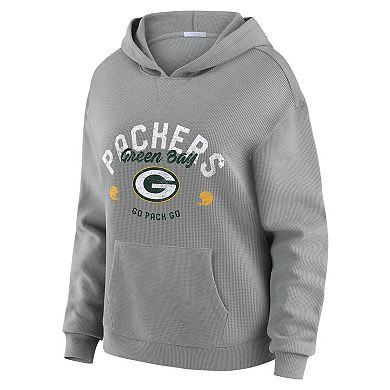 Women's WEAR by Erin Andrews Gray Green Bay Packers Plus Size Waffle-Knit Long Sleeve Hooded Shirt & Pants Lounge Set