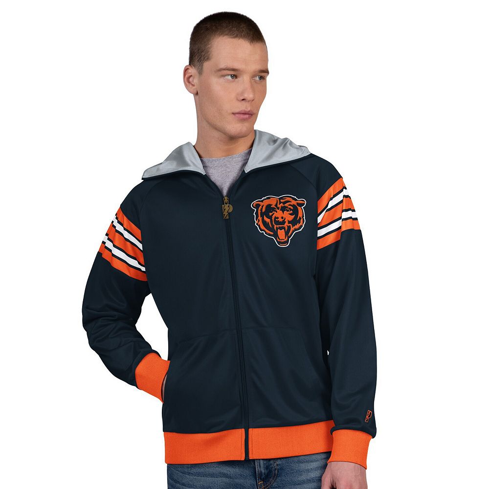 Men's Pro Player Navy/Orange Chicago Bears Helmet Full-Zip Hooded Track ...
