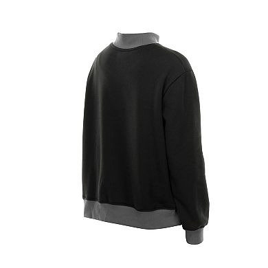 Women's New Era Black New York Liberty Split Cropped Mock Neck Fleece Sweatshirt