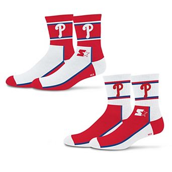Unisex Starter Red/Blue Philadelphia Phillies Double Color Block 2-Pack Mid-Crew Socks