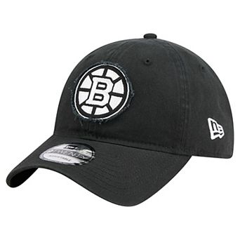 Men's New Era Black Boston Bruins Stamp Fabric Applique 9TWENTY Adjustable Hat