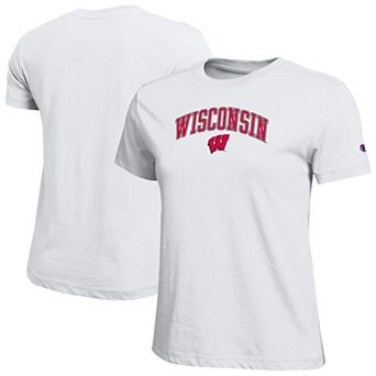 Women's Champion White Wisconsin Badgers Arched Over Logo T-Shirt
