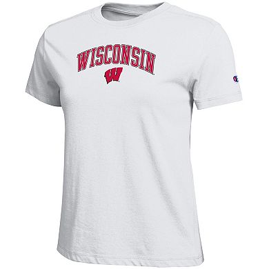 Women's Champion White Wisconsin Badgers Arched Over Logo T-Shirt