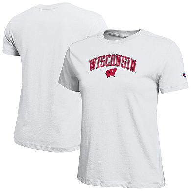 Women's Champion White Wisconsin Badgers Arched Over Logo T-Shirt
