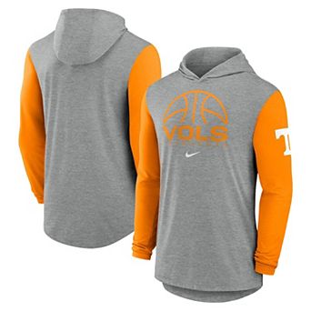 Men's Nike Gray/Tennessee Orange Tennessee Volunteers Basketball Color-Block Tri-Blend Dri-FIT Long Sleeve Hoodie T-Shirt