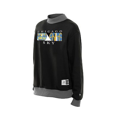 Women's New Era Black Chicago Sky Split Cropped Mock Neck Sweatshirt