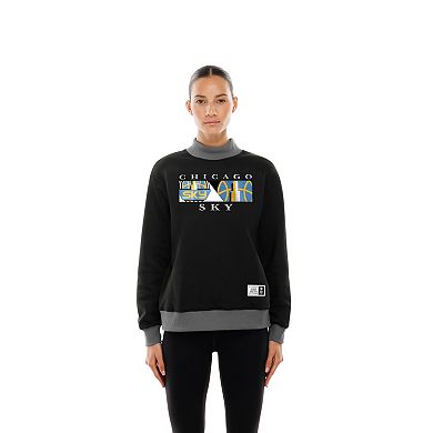 Women's New Era Black Chicago Sky Split Cropped Mock Neck Sweatshirt