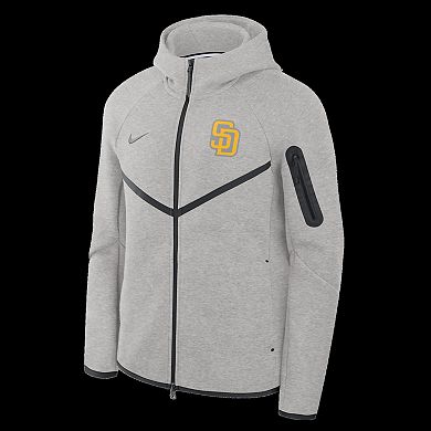 Men's Nike Heather Charcoal San Diego Padres Tech Fleece Windrunner Full-Zip Hoodie Jacket