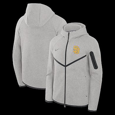 Men's Nike Heather Charcoal San Diego Padres Tech Fleece Windrunner Full-Zip Hoodie Jacket