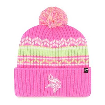 Girls Youth '47 Pink Minnesota Vikings Polar Vortex Cuffed Knit Hat with Pom