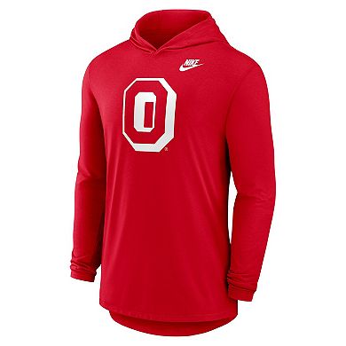 Men's Nike Scarlet Ohio State Buckeyes Legacy Tri-Blend Dri-FIT Long Sleeve Hoodie T-Shirt