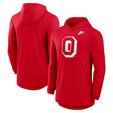 Men's Nike Scarlet Ohio State Buckeyes Legacy Tri-Blend Dri-FIT Long Sleeve Hoodie T-Shirt