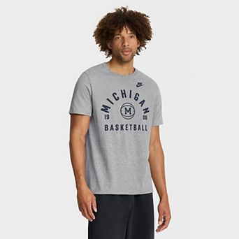 Men's Nike Heather Gray Michigan Wolverines Basketball Legacy Arch T-Shirt