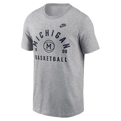 Men's Nike Heather Gray Michigan Wolverines Basketball Legacy Arch T-Shirt
